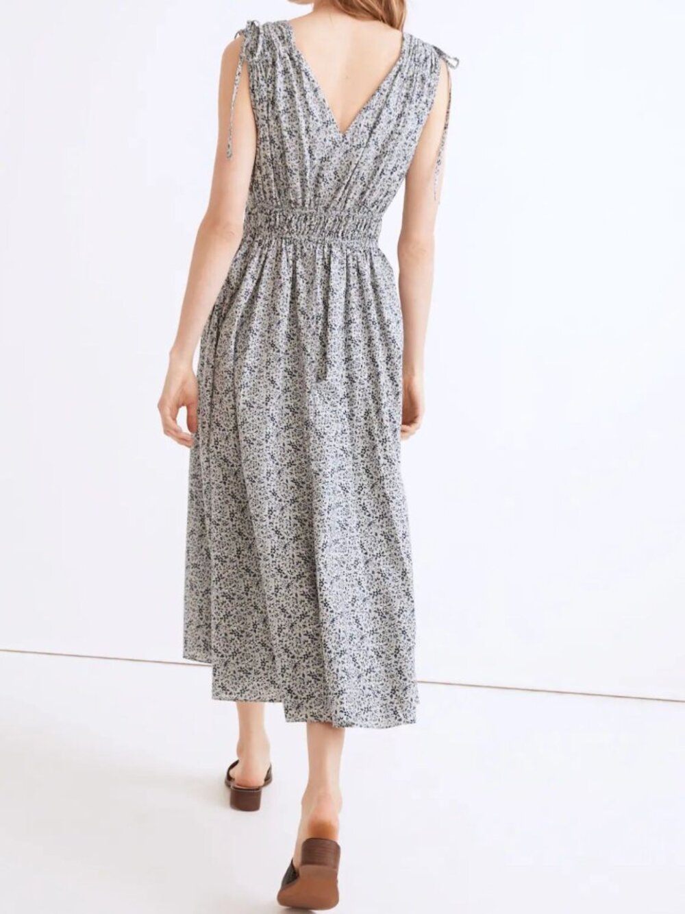 Madewell Blue Florentine Floral Sophia Smocked Midi Dress Size XS 54747 - Picture 4 of 14